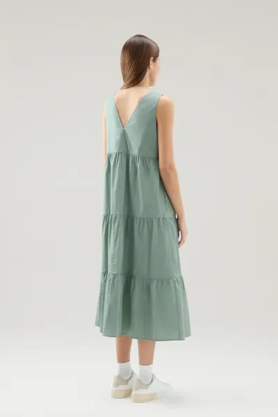 Šaty Woolrich Poplin Maxi Dress Sage