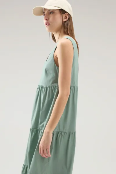 Šaty Woolrich Poplin Maxi Dress Sage