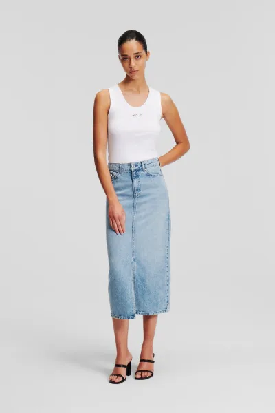 Sukňa Karl Lagerfeld Maxi Denim Skirt Light Blue Denim