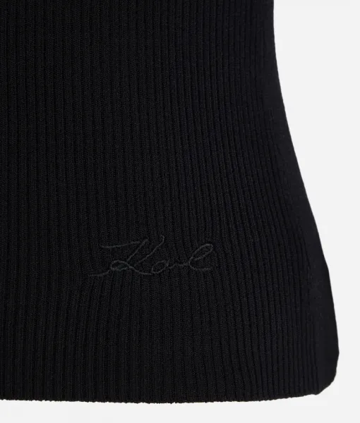 Sveter Karl Lagerfeld Cut Out Knit Top Black