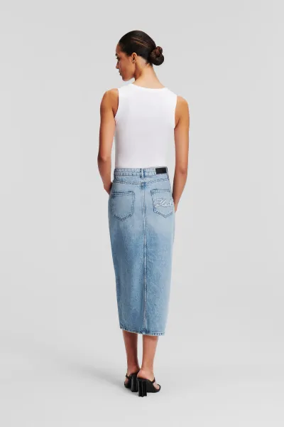 Sukňa Karl Lagerfeld Maxi Denim Skirt Light Blue Denim
