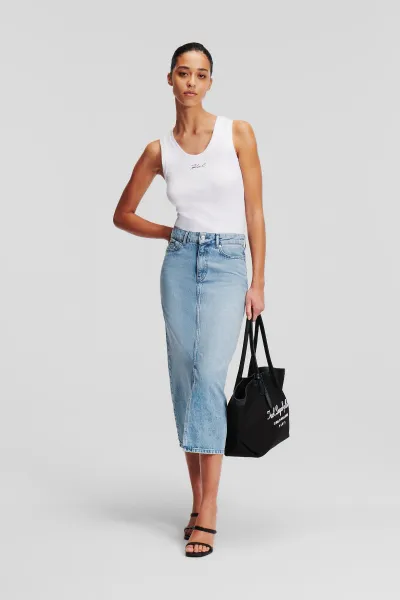Sukňa Karl Lagerfeld Maxi Denim Skirt Light Blue Denim