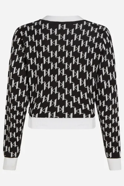 Sveter Karl Lagerfeld Kl Monogram Short Cardigan Kl Monogram Black/White