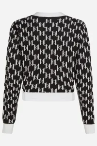 Sveter Karl Lagerfeld Kl Monogram Short Cardigan Kl Monogram Black/White
