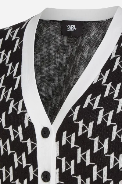 Sveter Karl Lagerfeld Kl Monogram Short Cardigan Kl Monogram Black/White