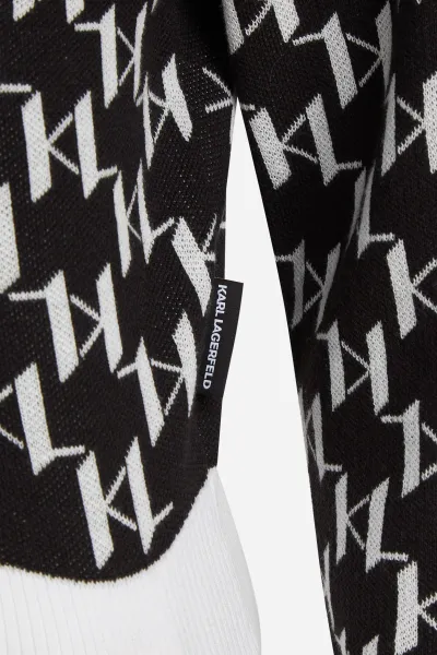 Sveter Karl Lagerfeld Kl Monogram Short Cardigan Kl Monogram Black/White