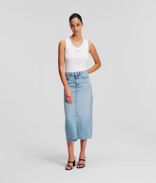 Sukňa Karl Lagerfeld Maxi Denim Skirt Light Blue Denim