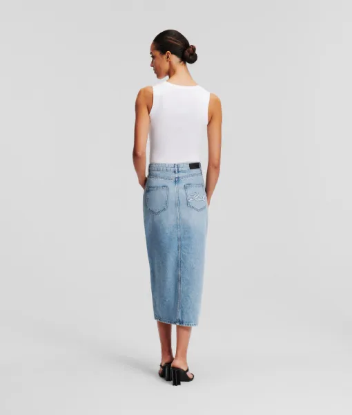 Sukňa Karl Lagerfeld Maxi Denim Skirt Light Blue Denim