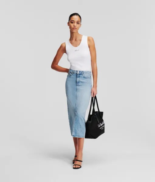 Sukňa Karl Lagerfeld Maxi Denim Skirt Light Blue Denim