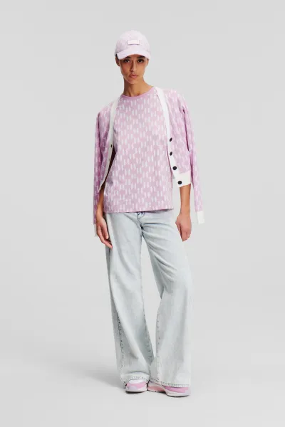 Sveter Karl Lagerfeld Kl Monogram Short Cardigan Kl Monogram Orchid Bouquet