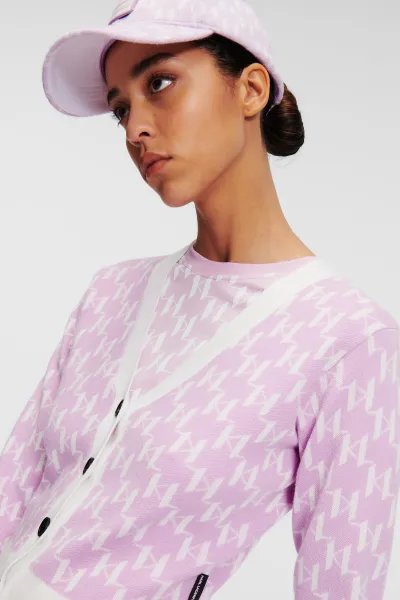 Sveter Karl Lagerfeld Kl Monogram Short Cardigan Kl Monogram Orchid Bouquet