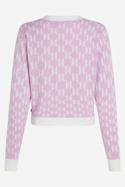 Sveter Karl Lagerfeld Kl Monogram Short Cardigan Kl Monogram Orchid Bouquet
