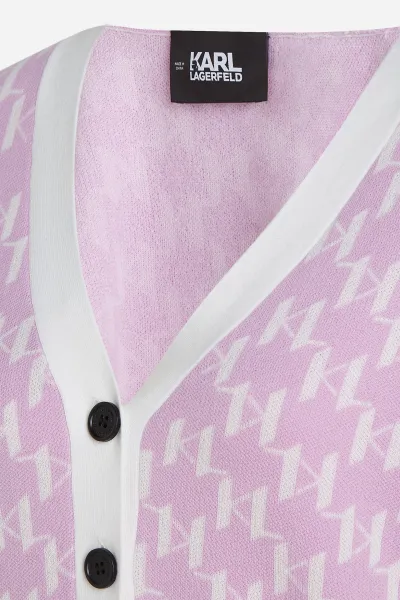 Sveter Karl Lagerfeld Kl Monogram Short Cardigan Kl Monogram Orchid Bouquet