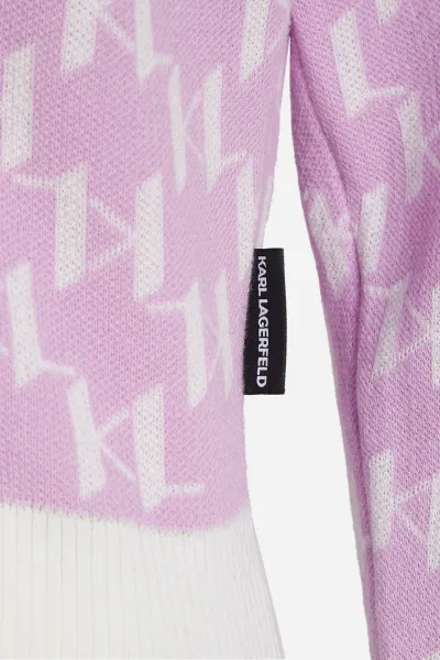 Sveter Karl Lagerfeld Kl Monogram Short Cardigan Kl Monogram Orchid Bouquet