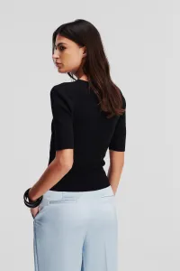 Sveter Karl Lagerfeld Cut Out Knit Top Black