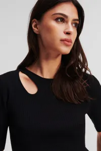 Sveter Karl Lagerfeld Cut Out Knit Top Black