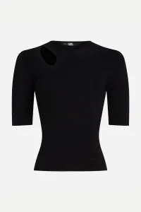 Sveter Karl Lagerfeld Cut Out Knit Top Black