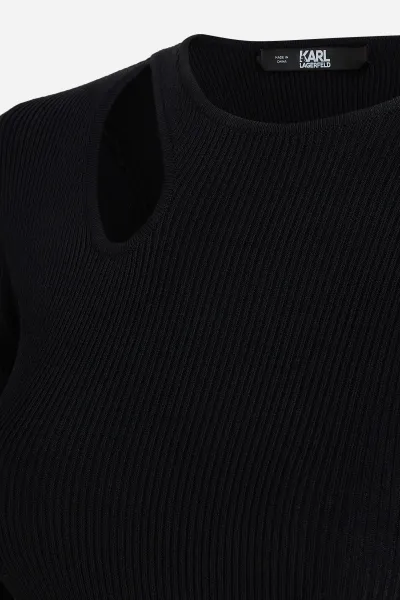 Sveter Karl Lagerfeld Cut Out Knit Top Black