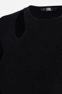 Sveter Karl Lagerfeld Cut Out Knit Top Black