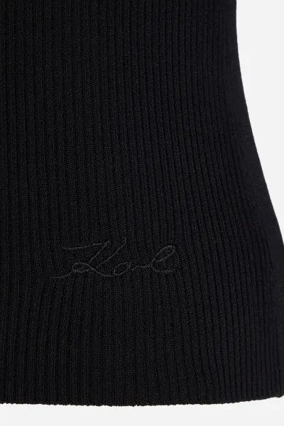 Sveter Karl Lagerfeld Cut Out Knit Top Black