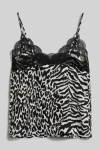 Blúzka Karl Lagerfeld Fan Lace Silk Camisole Karl Animal Aop White