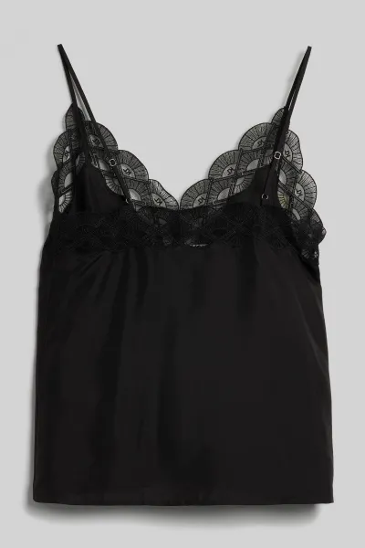 Blúzka Karl Lagerfeld Fan Lace Silk Camisole Black