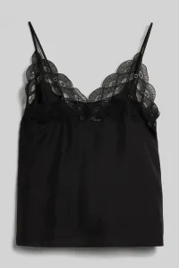 Blúzka Karl Lagerfeld Fan Lace Silk Camisole Black