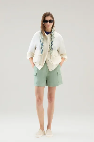 Bunda Woolrich Viscose Linen Bomber Plaster White