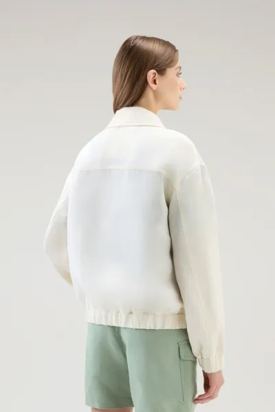 Bunda Woolrich Viscose Linen Bomber Plaster White