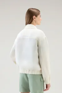 Bunda Woolrich Viscose Linen Bomber Plaster White