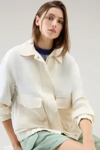 Bunda Woolrich Viscose Linen Bomber Plaster White