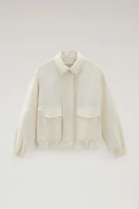 Bunda Woolrich Viscose Linen Bomber Plaster White