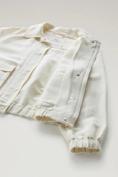 Bunda Woolrich Viscose Linen Bomber Plaster White