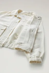 Bunda Woolrich Viscose Linen Bomber Plaster White