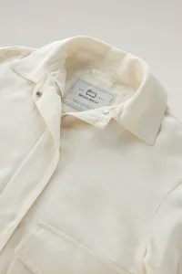 Bunda Woolrich Viscose Linen Bomber Plaster White