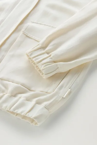 Bunda Woolrich Viscose Linen Bomber Plaster White