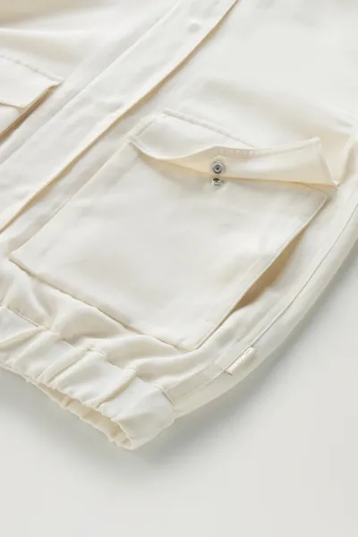 Bunda Woolrich Viscose Linen Bomber Plaster White