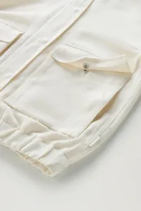 Bunda Woolrich Viscose Linen Bomber Plaster White