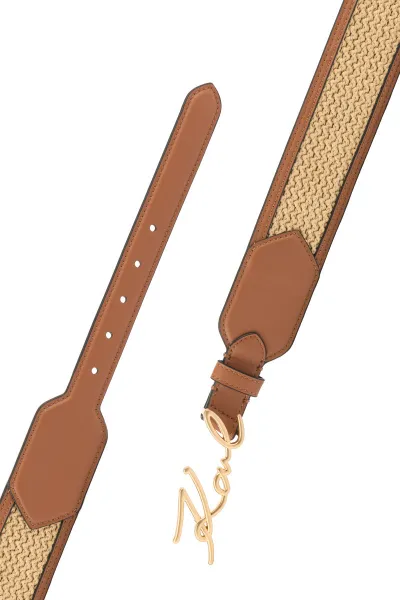 Opasok Karl Lagerfeld K/Signature Md Raffia Belt Natural/Sudan Brown