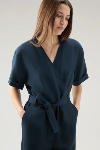 Overal Woolrich Viscose Linen Suit Melton Blue