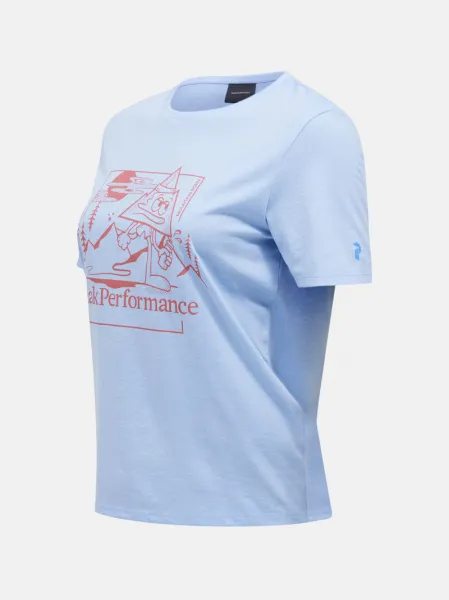 Tričko Peak Performance W Explore Graphic Tee Amity Blue