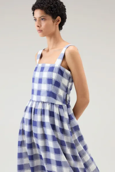 Šaty Woolrich Check Voile Dress Blue Buffalo