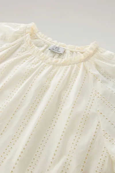 Blúzka Woolrich Broderie Anglaise Blouse Plaster White