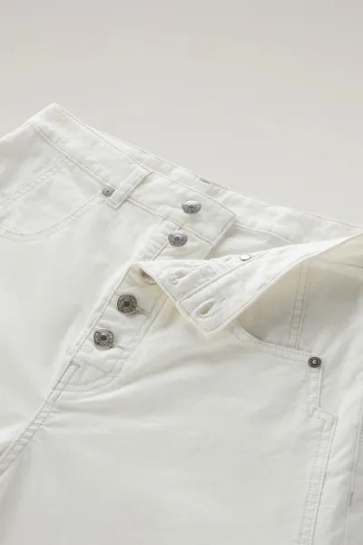 Nohavice Woolrich Cotton Twill Pant Plaster White