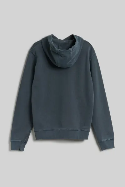 Mikina Woolrich Garment Dyed Logo Hoodie Melton Blue