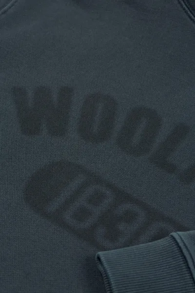 Mikina Woolrich Garment Dyed Logo Hoodie Melton Blue