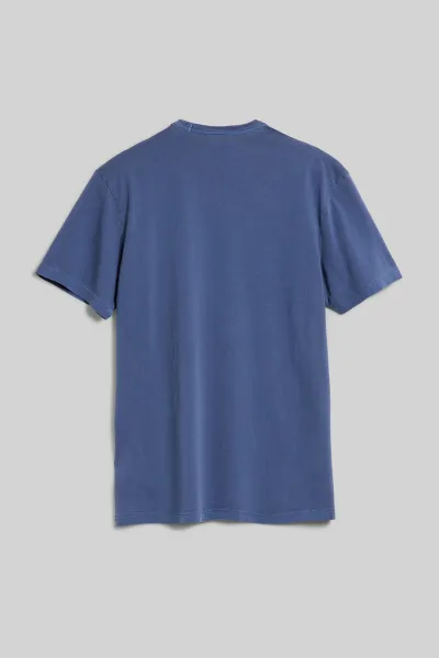 Tričko Woolrich Garment Dyed Logo T-Shirt Maritime Blue