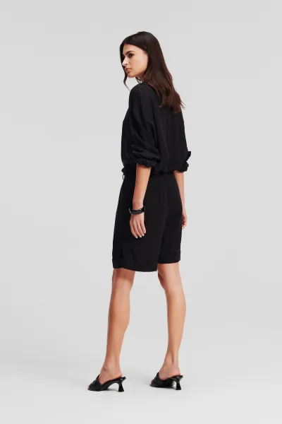 Šortky Karl Lagerfeld Linen Blend Shorts Black
