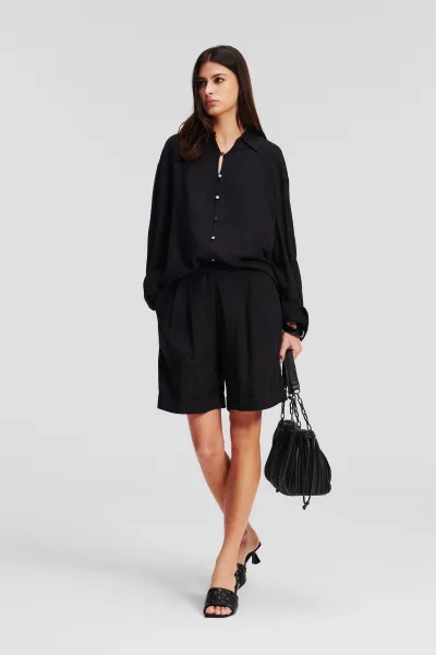 Šortky Karl Lagerfeld Linen Blend Shorts Black