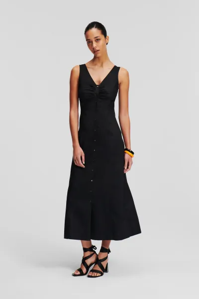 Šaty Karl Lagerfeld Cotton Day Dress Black